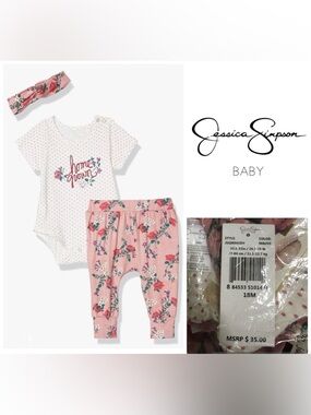 🆕JESSICA SIMPSON BABY - 18M - NWT - 3PC HOME GROWN FLORAL OUTFIT